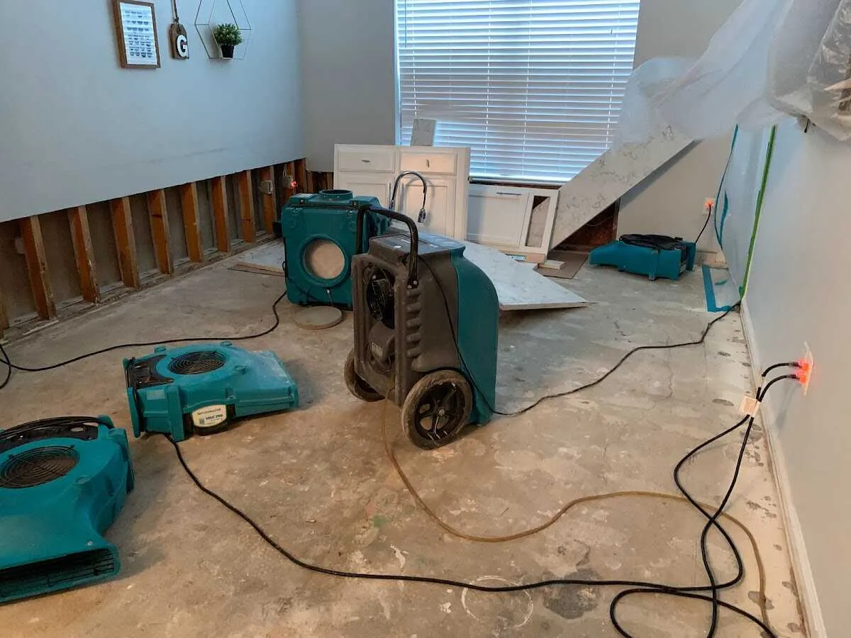 Dehumidifier in flood-cut room for Water Extraction & Removal in Fairview